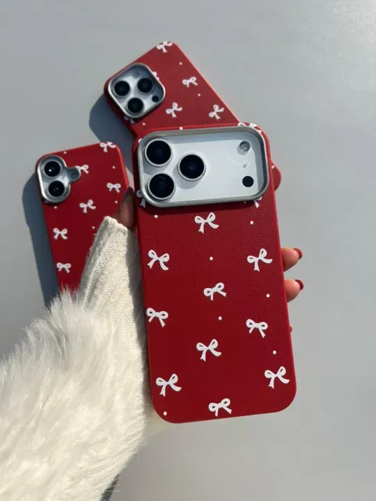 Amo Store Red bow Case | Premium Soft/Hard Back Cover | Compatible with iPhone 11, 12, 13, 14, 15, 16, 17, Pro & Pro Max Models | Protective & Stylish Design - Image 3