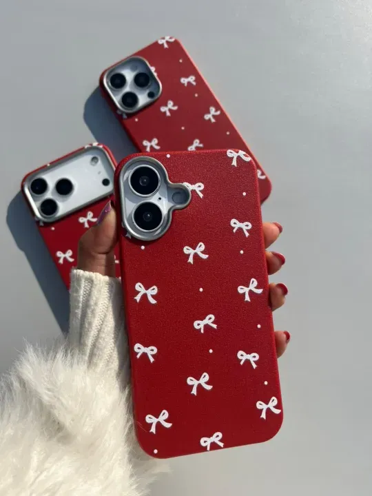 Amo Store Red bow Case | Premium Soft/Hard Back Cover | Compatible with iPhone 11, 12, 13, 14, 15, 16, 17, Pro & Pro Max Models | Protective & Stylish Design - Image 4